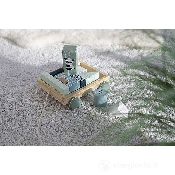 Vagoncino trainabile legno con mattoncini 18x17,5 cm (100003800)