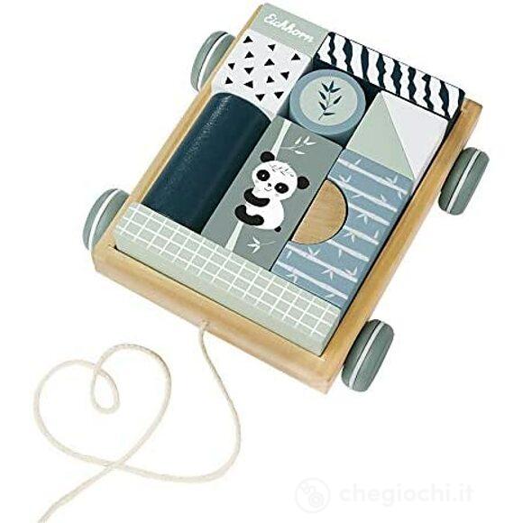 Vagoncino trainabile legno con mattoncini 18x17,5 cm (100003800)
