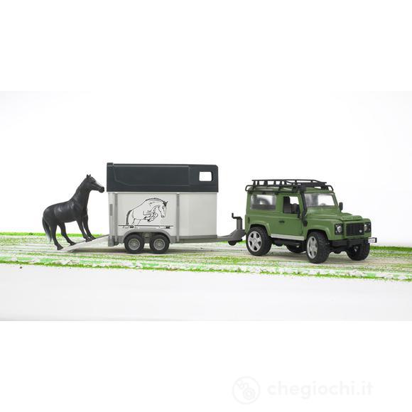 Land Rover Defender Station Wagon con rimorchio e cavallo (2592)