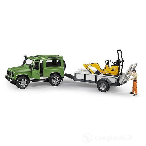 Land Rover Defender Station Wagon e JCB Micro escavatore con figura (02593)