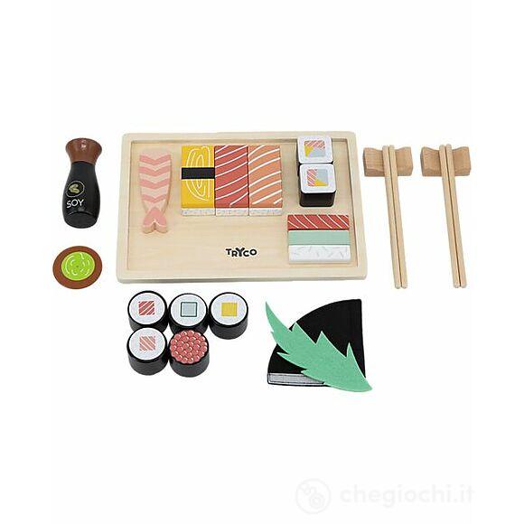 Set Sushi In Legno - 23 Pezzi - Colori Ad Acqua Atossici