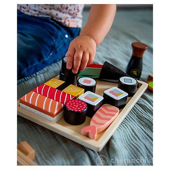 Set Sushi In Legno - 23 Pezzi - Colori Ad Acqua Atossici