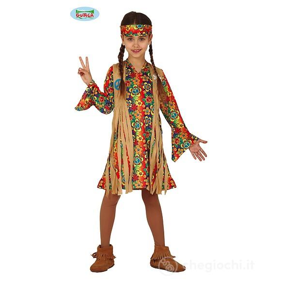 Costume Hippy Fiorato Hippie Figlia Dei Fiori Bambina Taglia 7-9 Anni (83610)