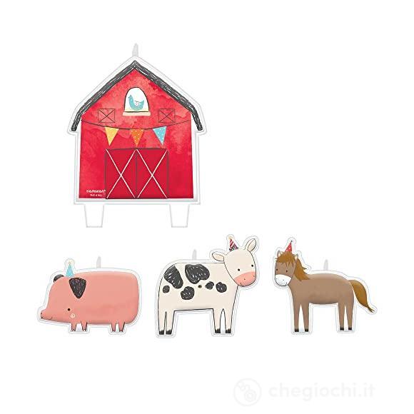 4 Figurine Candles Barnyard Birthday