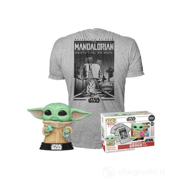Funko Tee+Pop Baby Yoda Grogu con Cookie Mandalorian  M