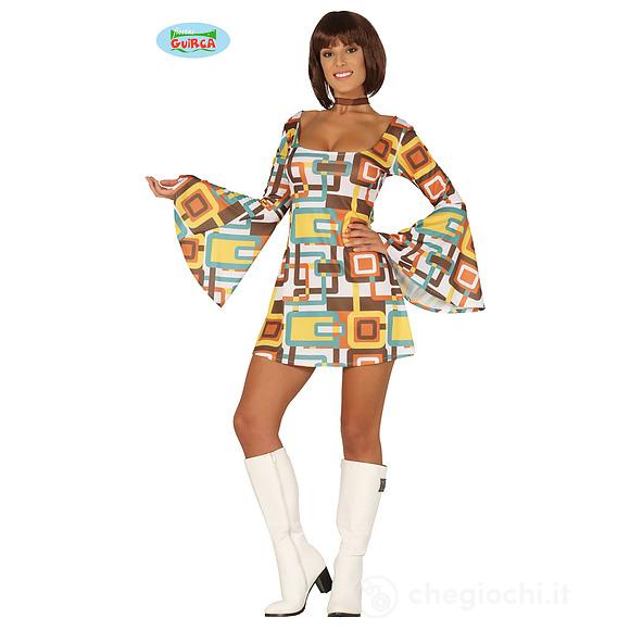 Costume Abito A Fantasia Donna Disco Anni '70 Taglia M (88628)
