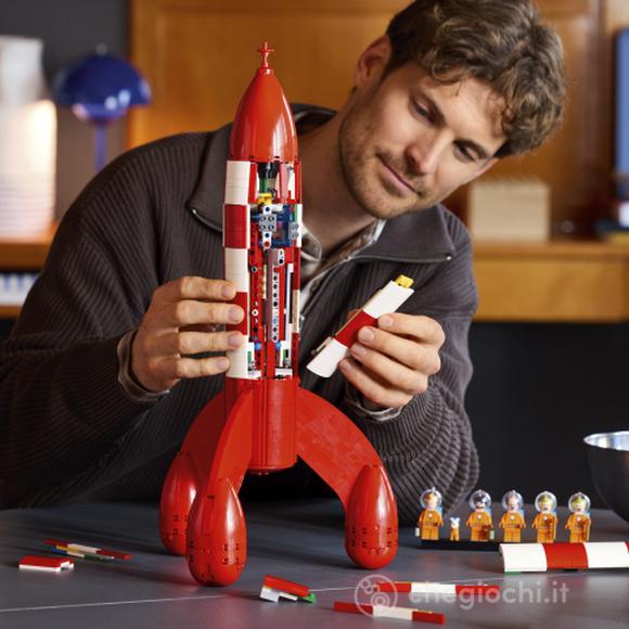 LEGO Ideas 21367 Razzo Lunare di Tintin, Kit Modellismo per Adulti, 5 Minifigure, Cane, Decorazioni Fai da Te, Regalo per Fan