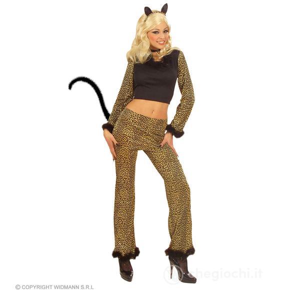 Leopardo (Top, Pantaloni Con Coda, Orecchie, Girocollo Con Gemma) M