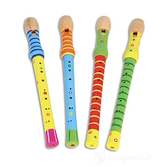 Flauto Dolce In Legno Colorato. Ditegiatura Barocca