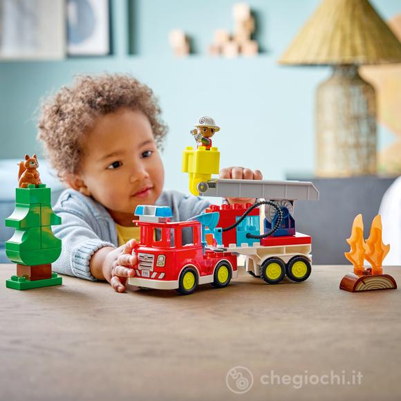 LEGO DUPLO 10473 Autopompa con Manichetta e Pompiere, Gioco Didattico per la Motricità Fine con Camion e Personaggio per 2+
