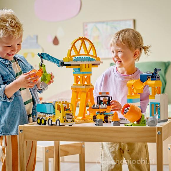 LEGO DUPLO 10476 Cantiere e Veicoli 3 in 1, Gioco Didattico 3+ per la Motricità Fine con Camion Giocattolo, Gru ed Escavatori