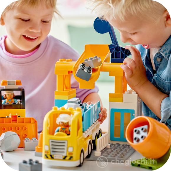 LEGO DUPLO 10476 Cantiere e Veicoli 3 in 1, Gioco Didattico 3+ per la Motricità Fine con Camion Giocattolo, Gru ed Escavatori