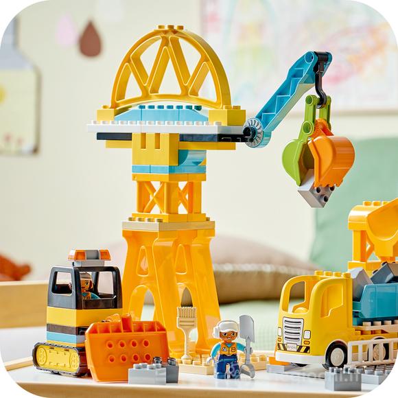 LEGO DUPLO 10476 Cantiere e Veicoli 3 in 1, Gioco Didattico 3+ per la Motricità Fine con Camion Giocattolo, Gru ed Escavatori