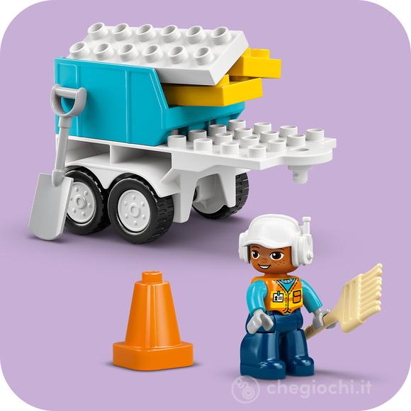 LEGO DUPLO 10476 Cantiere e Veicoli 3 in 1, Gioco Didattico 3+ per la Motricità Fine con Camion Giocattolo, Gru ed Escavatori