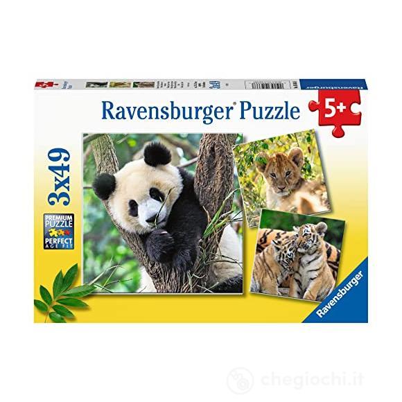 Puzzle 3x49 pz Panda, tigre e leone
