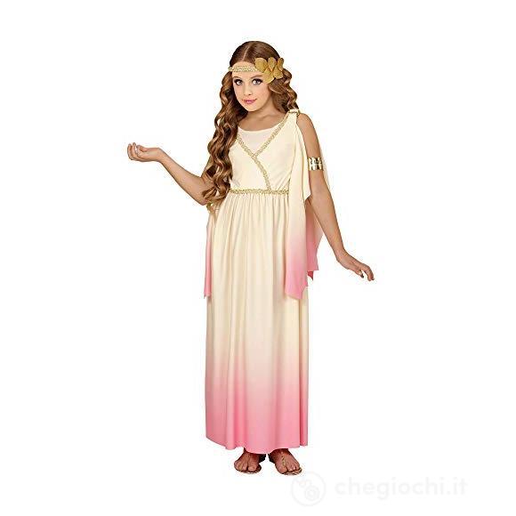 Costume Dea Greca (vestito, fascia per testa con foglie d'alloro) 128 cm 5-7 Anni