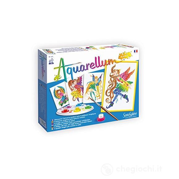 Sentosphere Aquarellum Junior 3900677 - Set per dipingere con acquerelli con 4 Disegni da colorare, Tema: ninfe