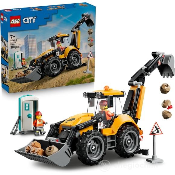 LEGO City 60480 Scavatrice da Cantiere Gialla, Veicolo Giocattolo con 2 Minifigure, Benna e Braccio Funzionanti, Regalo da 7+