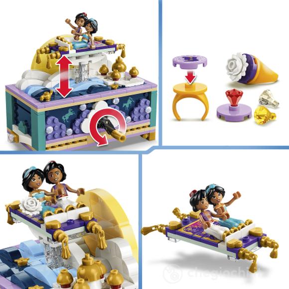 LEGO | Disney Princess 43295 Box Gioielli di Jasmine, Giocattolo di Aladdin, 2 Mini Bamboline, 2 Anelli e Lampada, Regalo 6+