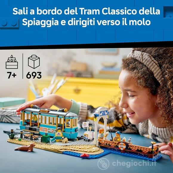 LEGO City Classic 60506 Tram Classico della Spiaggia, Treno Giocattolo con Binari e Scena di Strada, Regalo per Bambini da 7+