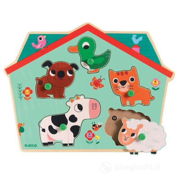 Sound ouaf woof - Puzzle legno animali con suoni (DJ01707)