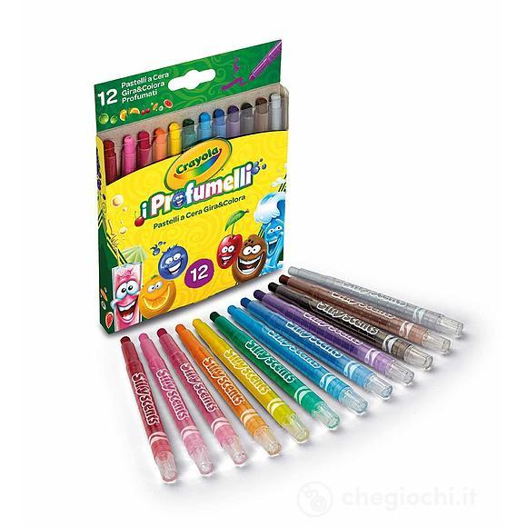 I Profumelli - 12 Pastelli a Cera Gira & Colora Profumati
