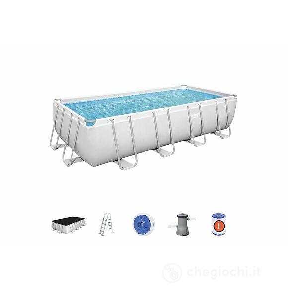 Piscina rettangolare Power Steel da 488x244x122 cm con pompa filtro a cartuccia (56670-3)