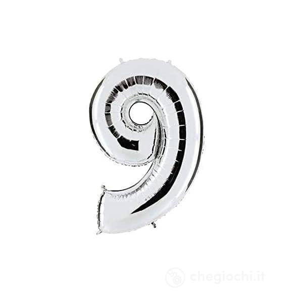 Palloncino Argento con Numero 9 Fbgr009