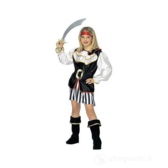 Piratessa (Casacca Con Jabot, Gonna, Cintura, Copristivali, Fascia Per Testa) (128 Cm / 5-7 Years)