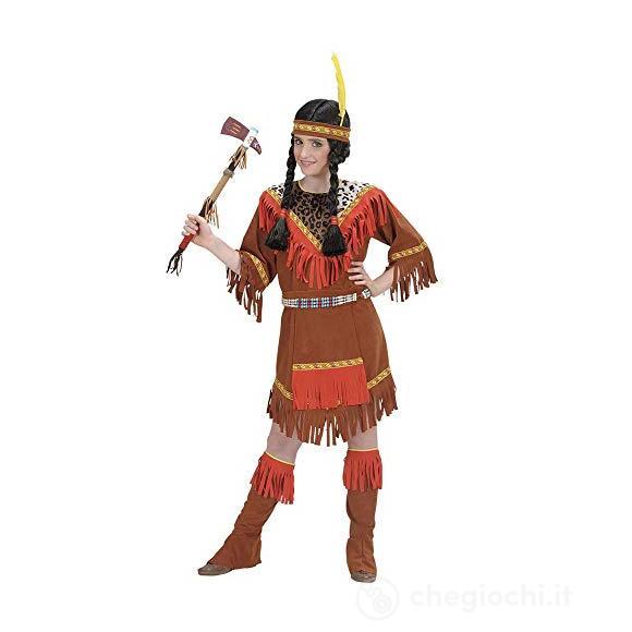 Indiana (Vestito, Grembiule, Copristivali, Fascia Per Testa Con Piuma) (140 Cm / 8-10 Years)