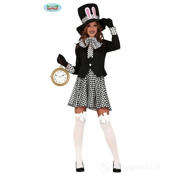 Costume Cappellaia Pazza Bianco E Nero Bambina Taglia L (88738)