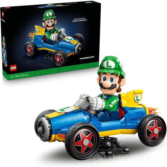 LEGO 72050 Mario Kart: Luigi e Mach 8, Kit per Adulti con Personaggio Nintendo e Auto, Gadget da Collezione, Regalo per Gamer