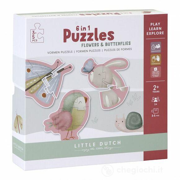 6 in 1 Puzzle fiori e farfalle Flowers & Butterflies (LD4760)
