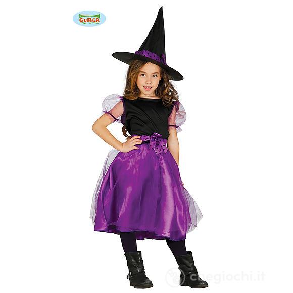Costume Strega Streghetta Tulle Viola Bambina Taglia 5-6 Anni (85771)