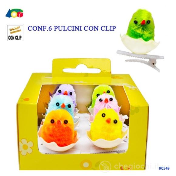 Confezione 6 Pulcini Con Guscio Con Clip (90549)