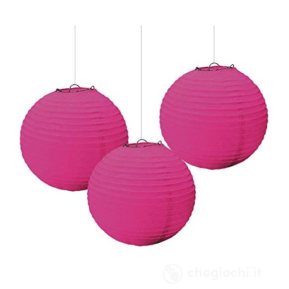 Lanterne Tonde In Carta Rosa 24 Cm