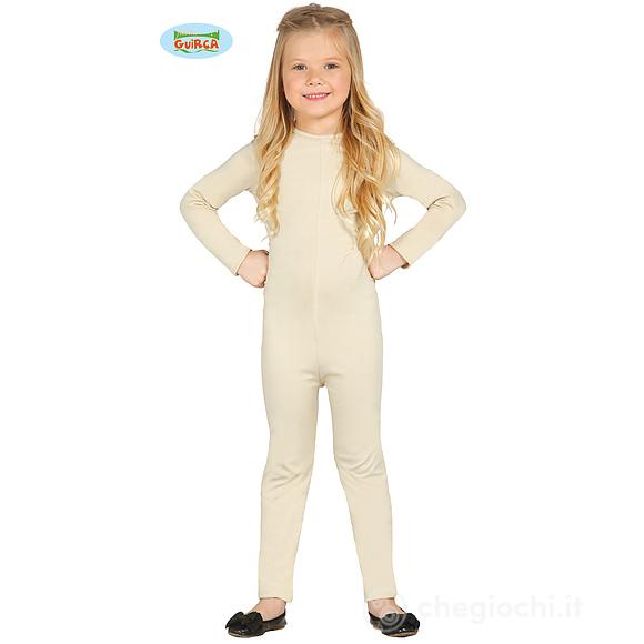Tuta Color Carne Accademico Bambina Bambino In Spandex Taglia 5-8 Anni (82804)