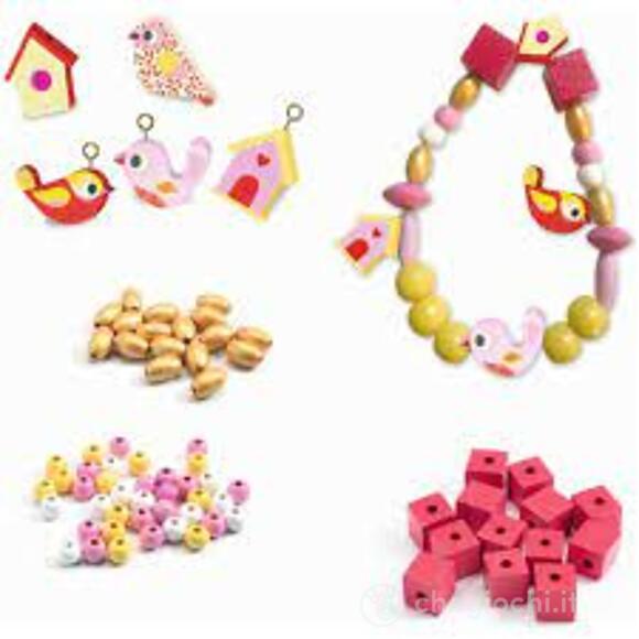 Perline legno, bird  Beads and jewellery (DJ09809)