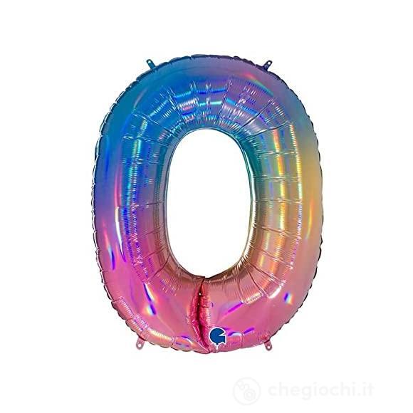 Palloncino Mylar 40 (100cm) Numero 0 Colourful Rainbow