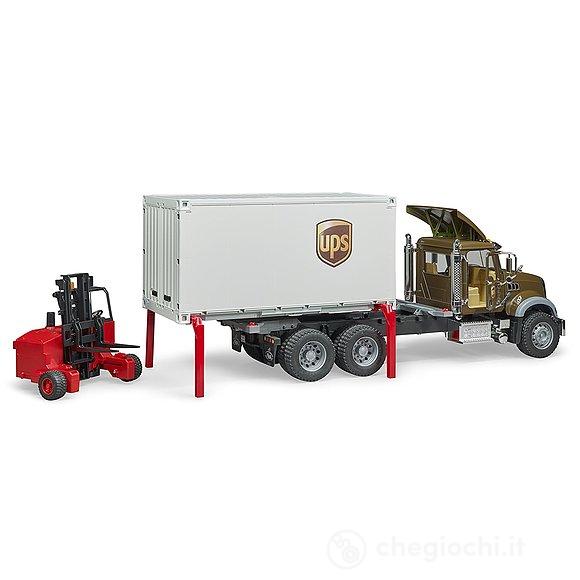 Camion Mack granite UPS portacontainer con muletto (02828)