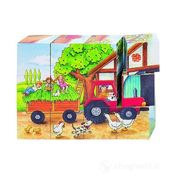 Puzzle A Cubi In Legno Stagioni Alla Fattoria