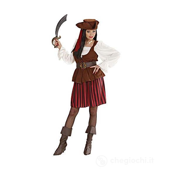 Piratessa (Vestito Con Gilet, Cintura, Copristivali, Fascia Per Testa, Cappello) XL