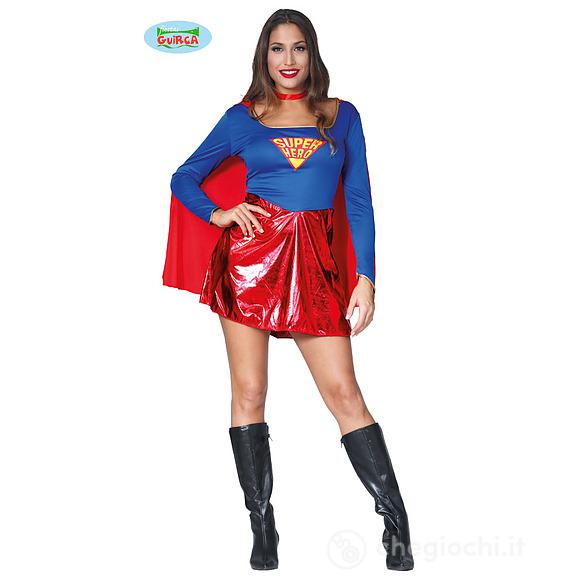 Costume Donna Supereroina Con Mantello Rosso Taglia M (84845)