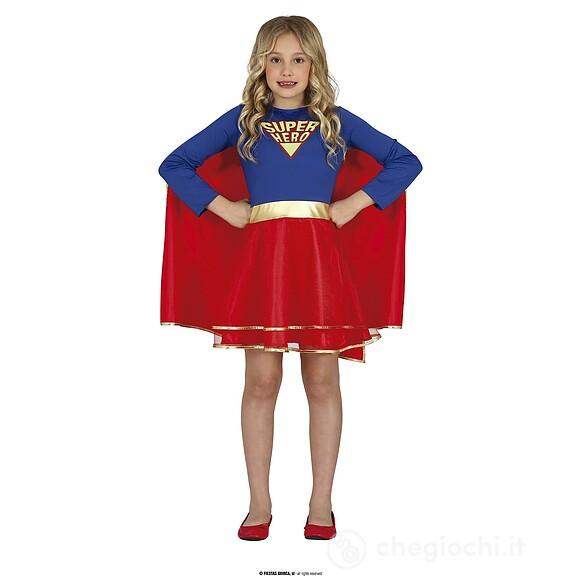 Costume Super Eroina Rosso E Blu Per Bambina 3-4 Anni (77847)