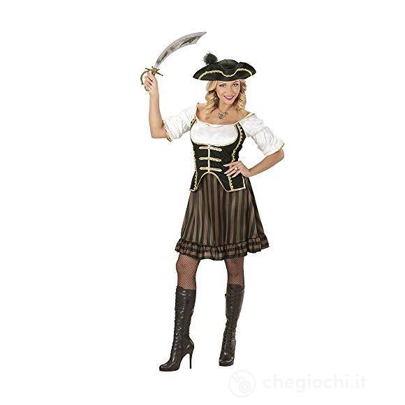 Capitano Pirata (Vestito Con Corsetto, Cappello Con Piuma) M