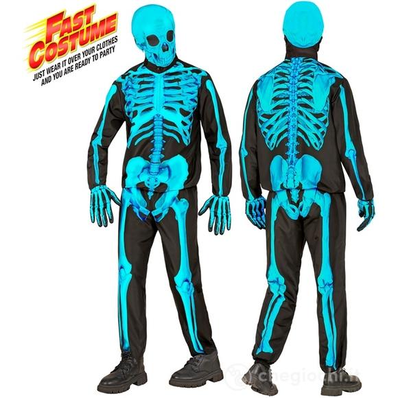 Scheletro Fluorescente Fast Costume (giacca, pantaloni, guanti, maschera) 164 cm / 14-16 anni - Costume Bimbo - Halloween, Personaggi Gotici e Horror