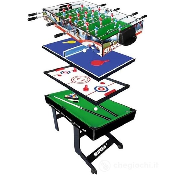 Tavolo 5in1 Verticale Con Ruote Richiudibile -  calcio balilla, biliardo, ping pong, air hockey e shuffleboard (706200231)