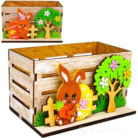 Cassettina Legno con  Decoro Pasquale Feltro (90934)