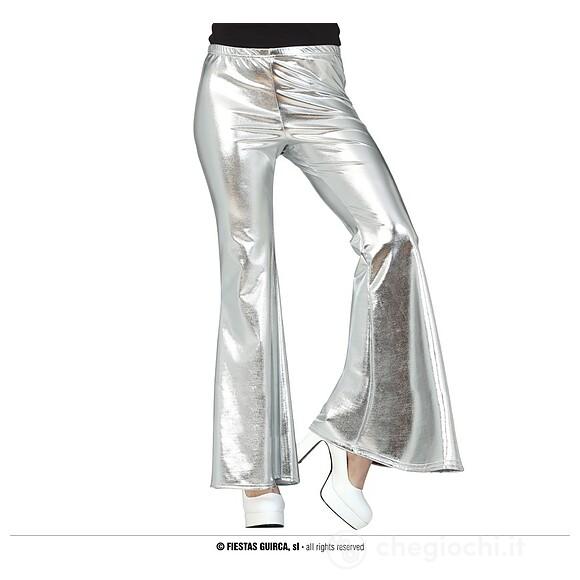 Pantalone A Zampa Di Elefante Elastico Argento (16914)