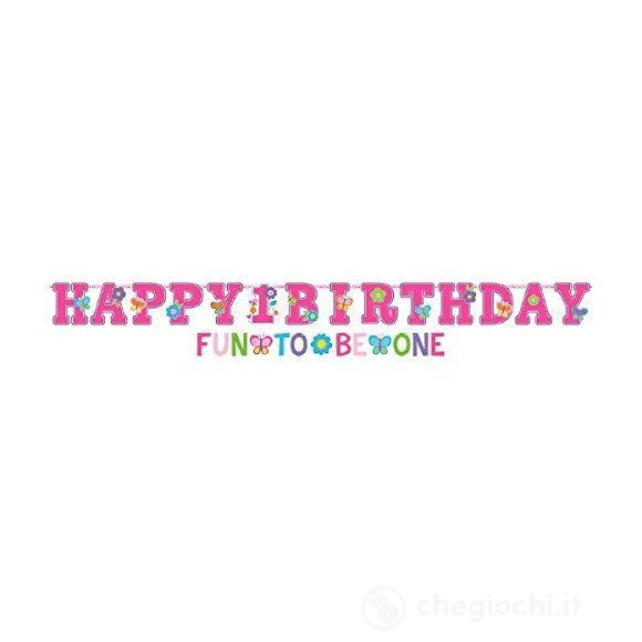 Compleanno Rosa - 2 Bandierine Con Scritta Combo